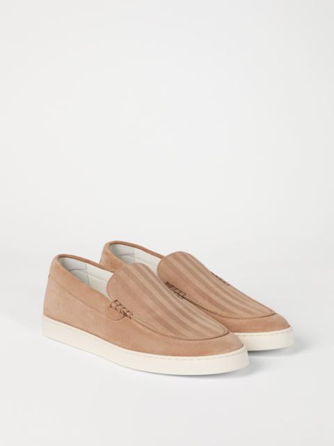 Chevron-effect suede loafer sneakers