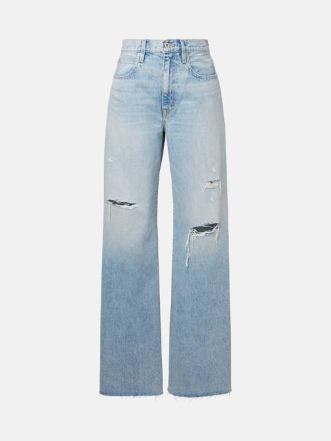 SLVRLAKE Nico distressed mid-rise wide-leg jeans