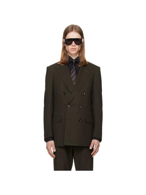 TOM FORD Brown Light Fresco Stripe Blazer