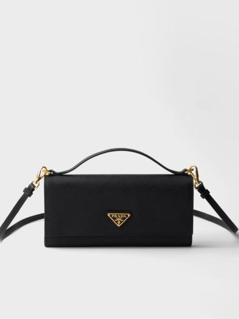 Prada Saffiano leather wallet with shoulder strap