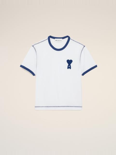 AMI Paris WHITE COTTON AMI DE COEUR KNITTED PATCH T-SHIRT