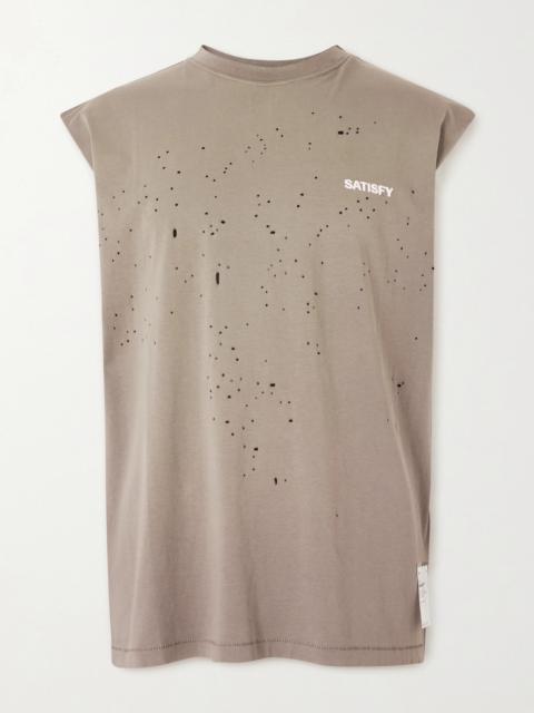 SATISFY Distressed Logo-Print MothTech™ Organic Cotton-Jersey Tank Top