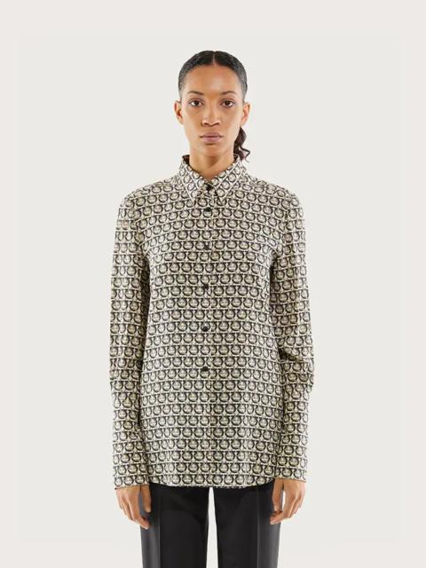 FERRAGAMO SILK SHIRT WITH GANCINI PATTERN