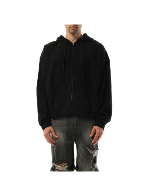 We11done CHARCOAL MENS BOUCLE HOODIE ZIP-UP / CHA | REVERSIBLE