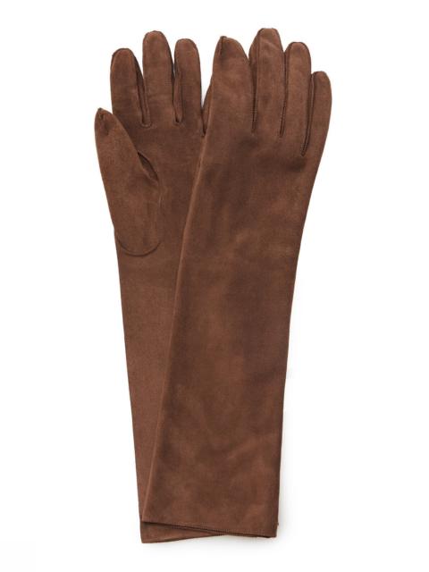 Lanvin Long Slim Suede Gloves brown