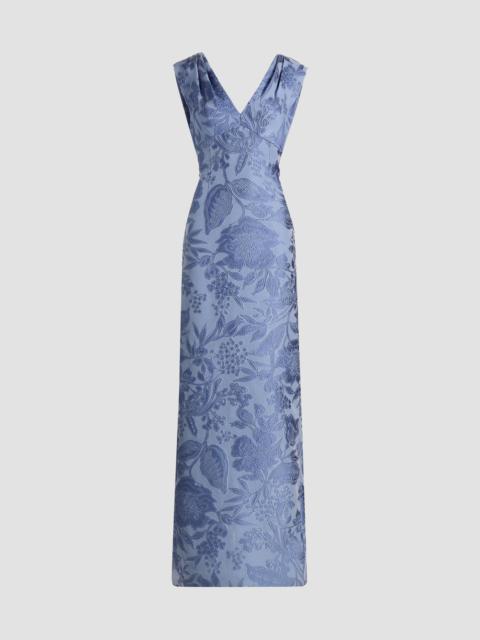 LELA ROSE Women's Floral Fil Coupe V-Neck Gown - Bluebell Multi