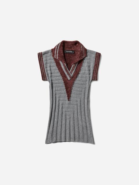Kiko Kostadinov Women's Quimby Sleeveless Polo Speckled Fossil Grey