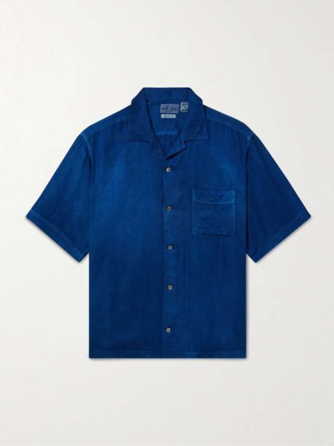 Camp-Collar Indigo-Dyed Twill Shirt