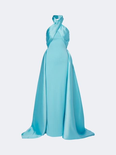 SOLACE LONDON Rumi halterneck satin-trimmed crêpe gown