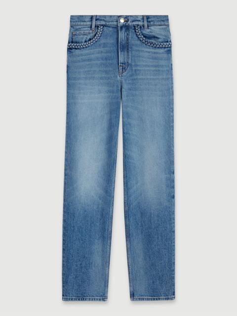 maje Straight-leg braided detail jeans