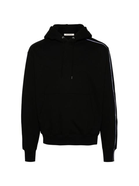 embroidered-stripe cotton hoodie