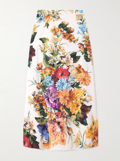 Dolce & Gabbana Floral-print Crepon Midi Skirt
