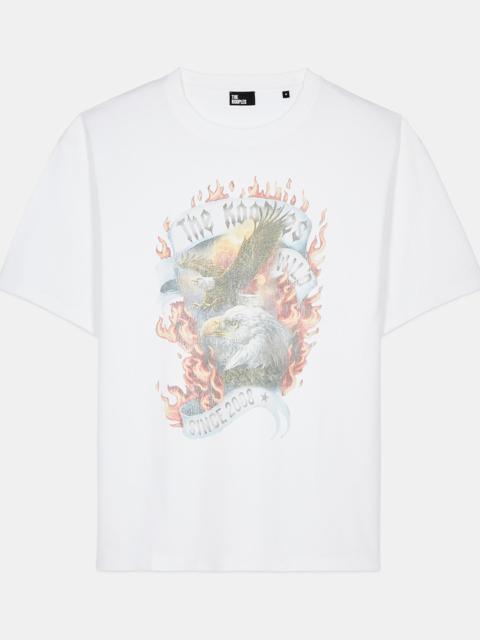 The Kooples ECRU EAGLES ON FIRE BLACK SERIGRAPHY T-SHIRT