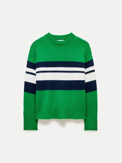 J.CREW Oversized cashmere crewneck sweater in placed stripe