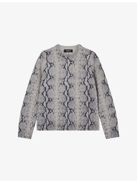 WHISTLES Snakeskin-Intarsia Regular-Fit Wool Jumper