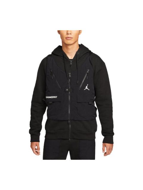 Jordan Air Jordan Multiple Pockets Solid Color Logo Detachable Fleece Lined Hooded Jacket Black DC9582-010