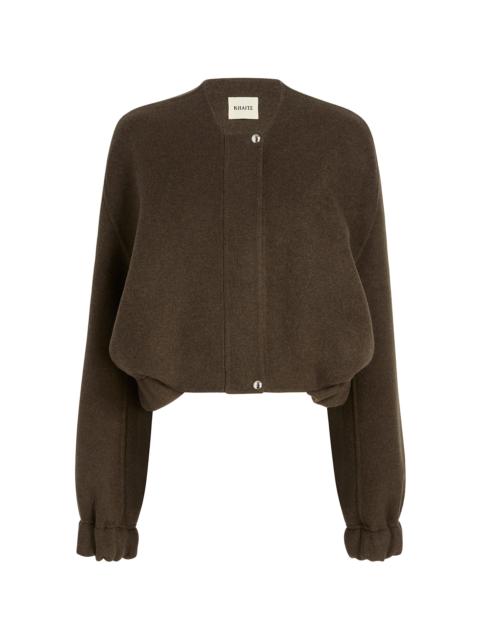 KHAITE Cordan Wool Bomber Jacket brown