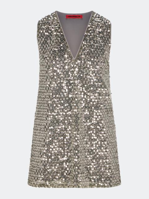 SIMONMILLER Fountain Sequin Dress in Satellite Silver