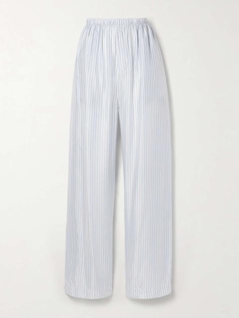 Striped satin-twill pajama pants