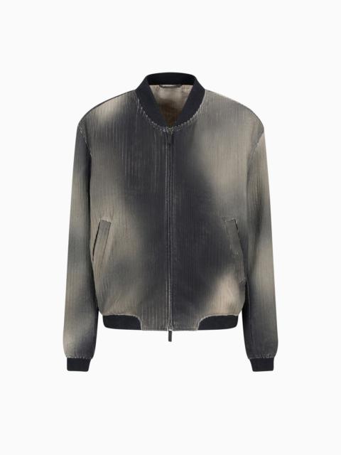 GIORGIO ARMANI PERFORATED AND PRINTED NAPPA LEATHER BLOUSON