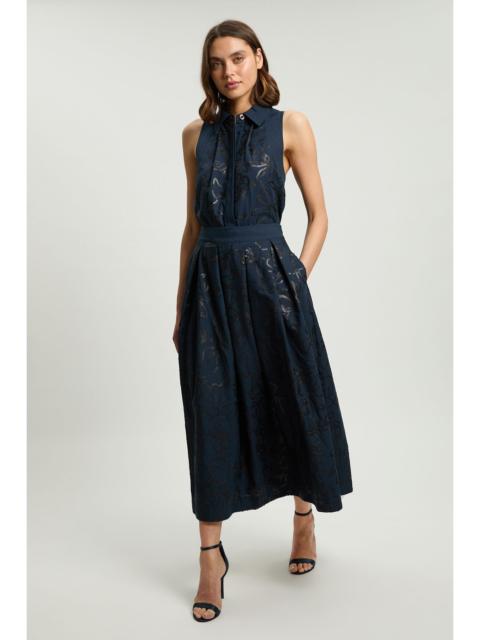 KAREN MILLEN Linen Matte Sequin Midi Skirt