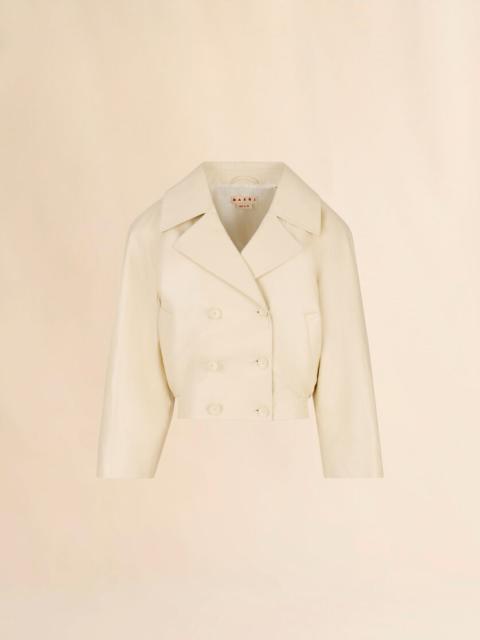 Marni CREAM LEATHER OVERSIZED JACKET
