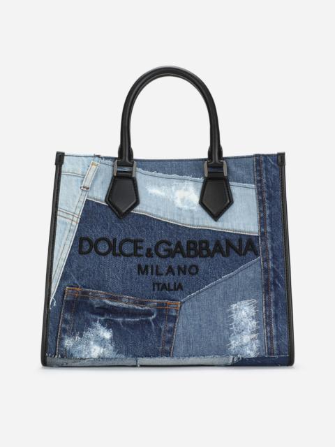 Dolce & Gabbana Denim patchwork Edge shopper with logo