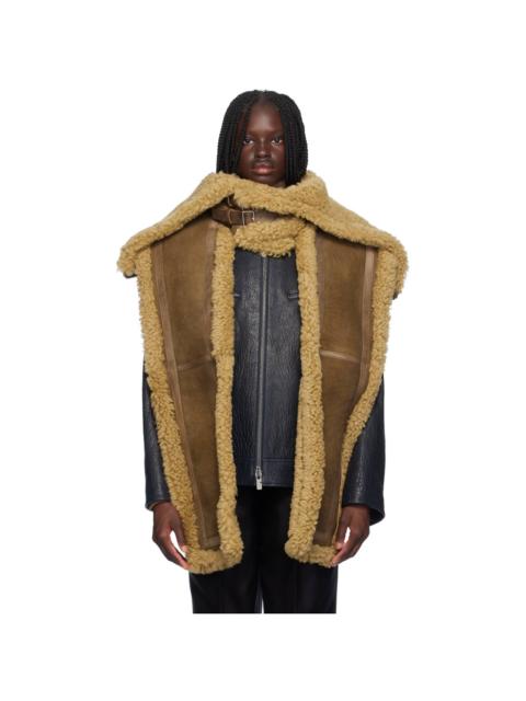 Burberry Brown Hooded Shearling Scarf