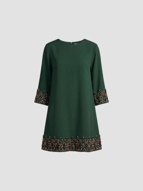 MAC DUGGAL Women's Crepe Beaded-Trim Mini Dress - Deep Green
