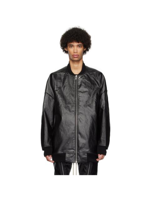 Rick Owens Black Coated Denim Bomber Jacket