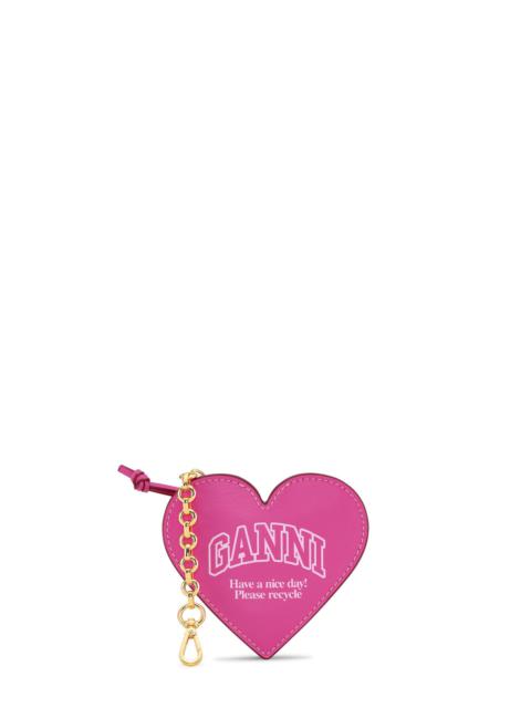 GANNI PINK FUNNY HEART ZIPPED COIN PURSE