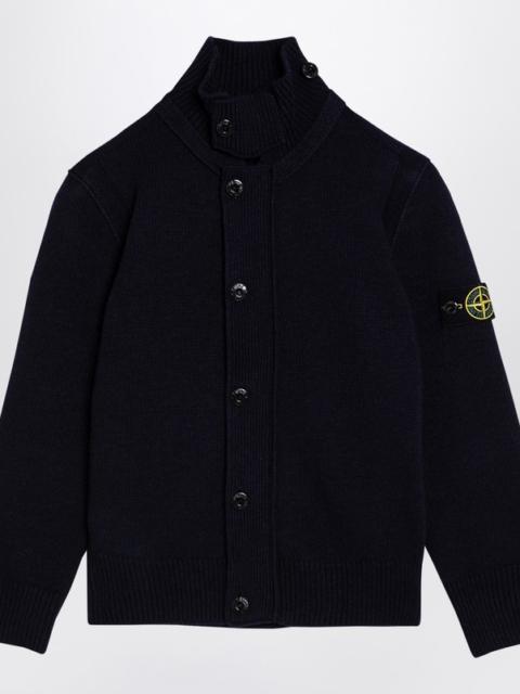 Navy blue wool-blend cardigan