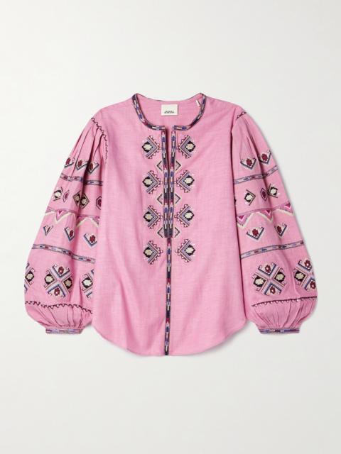Isabel Marant Zielle Embellished Silk-gauze Blouse