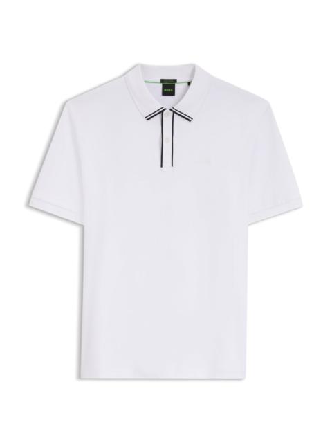 BOSS STRIPED-TRIM POLO SHIRT IN INTERLOCK COTTON