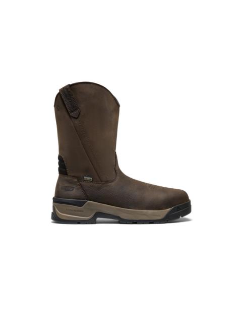 KEEN Men's Flatland Pull-On Waterproof Work Boot (Carbon Toe)