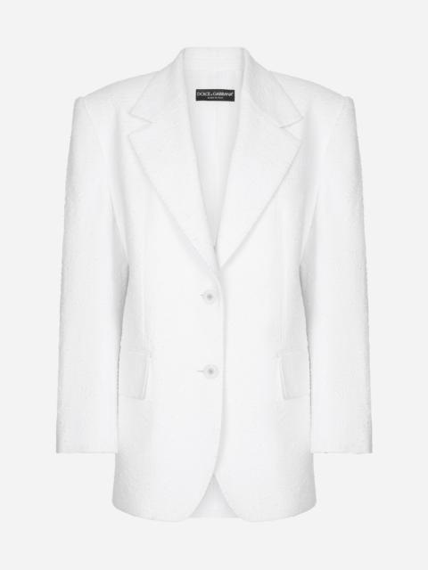 Single-breasted cotton raschel tweed jacket