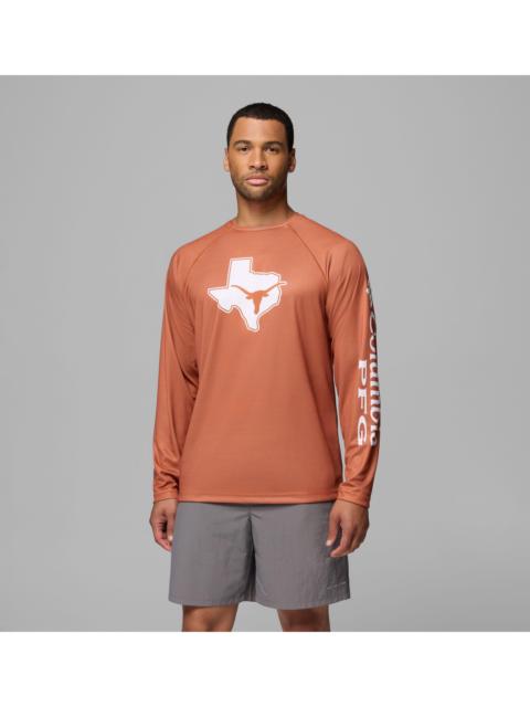 Columbia Men's Collegiate PFG Terminal Tackle Heather Long Sleeve Shirt - Texas