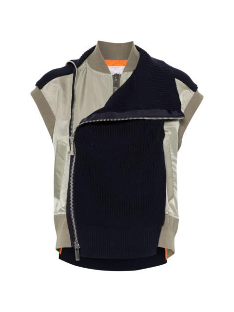 sacai knitted-panels asymmetric vest