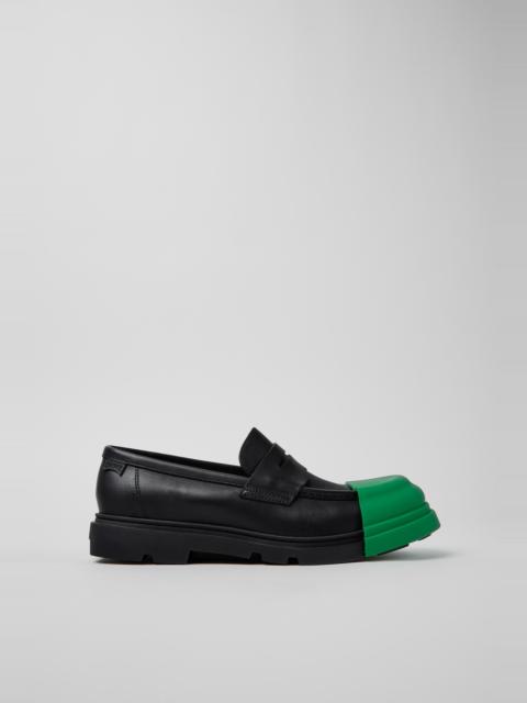CAMPER Junction Black Leather Moccasins for Men.