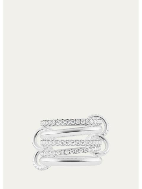 Spinelli Kilcollin Aquarius Sterling Silver Diamond Pavé Petite 5-Band Ring