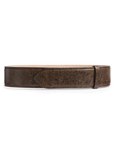 KHAITE Women's Theo Leather Belt - Dark Brown