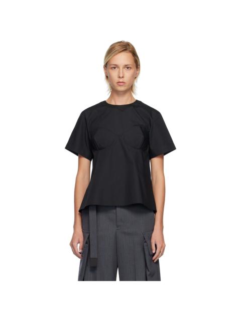 sacai Black Poplin T-shirt