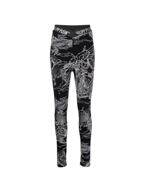 high-waist tattoo-print leggings