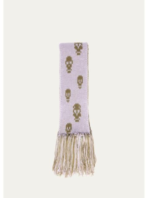 Alexander McQueen Skull Knit Cotton Tricot Scarf