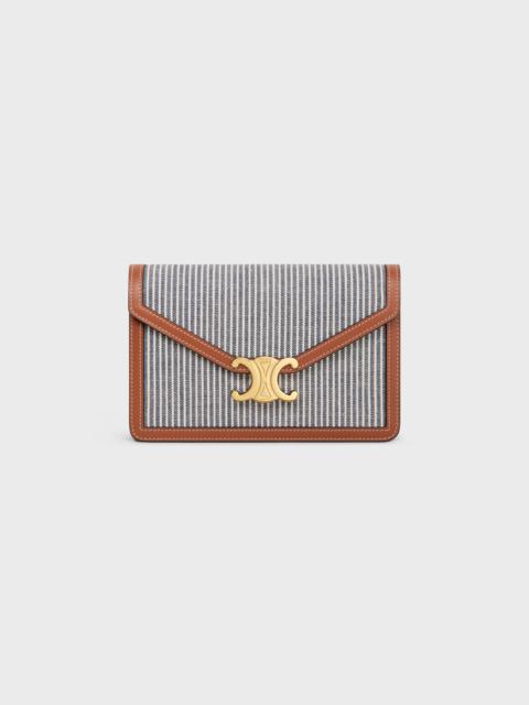 CELINE WALLET ON CHAIN MARGO in STRIPED TEXTILE AND CALFSKIN