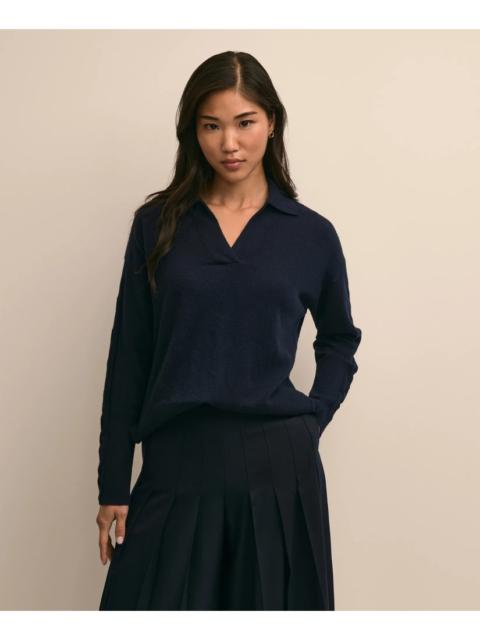Brooks Brothers Wool Cashmere Cable Johnny Collar Sweater