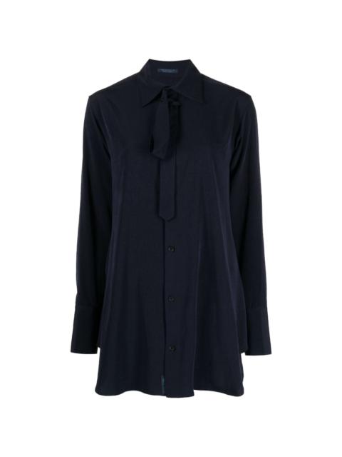 Yohji Yamamoto lace-fastening long-sleeved blouse