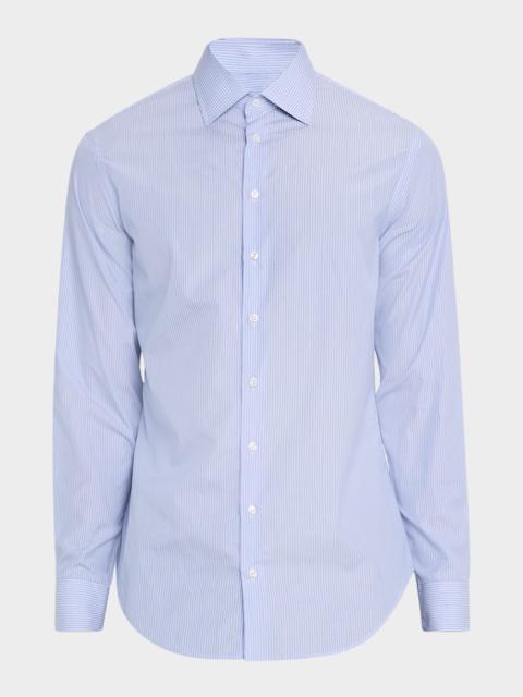 GIORGIO ARMANI Men's Majesty Cotton Vertical Stripe Dress Shirt