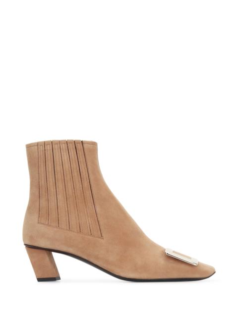 Roger Vivier Roger Vivier Metal-Trim Chelsea Suede Boot — Beige