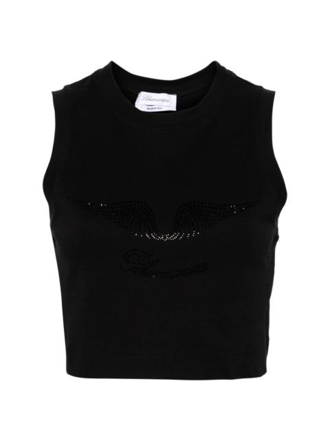 Blumarine rhinestone-embellished cropped tank top